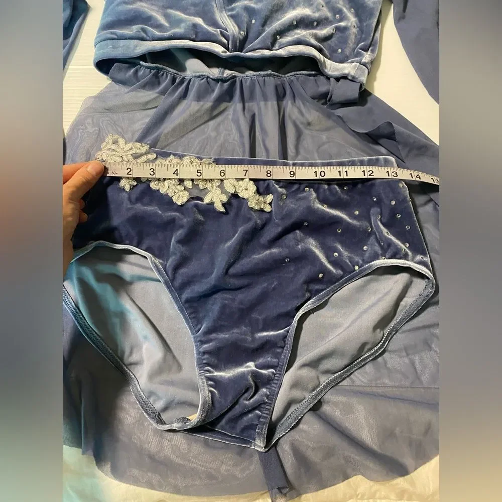 Weissman solo dance costume 2 piece blue Velvet You Are My Sunshine 14153 LA